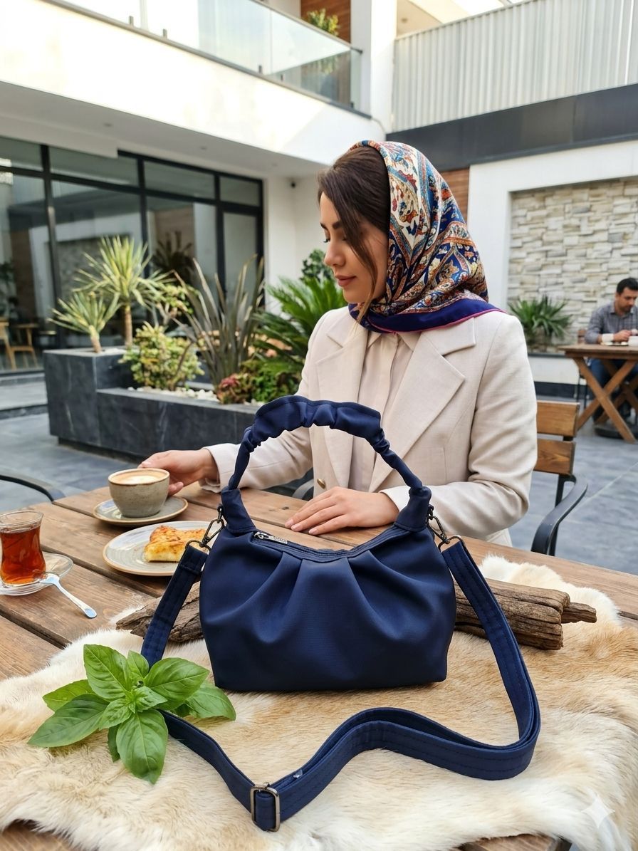 کیف زنانه پلیسه دسته چروک کد AZ4