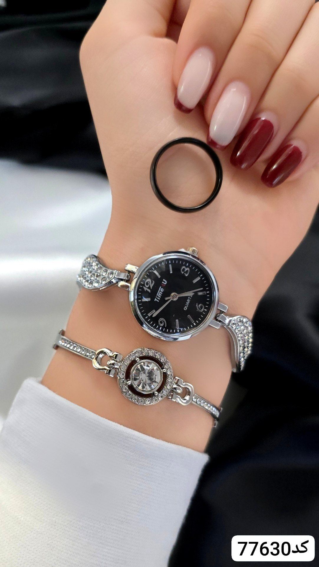 ست ساعت دستبند حلقه زنانه کد77630