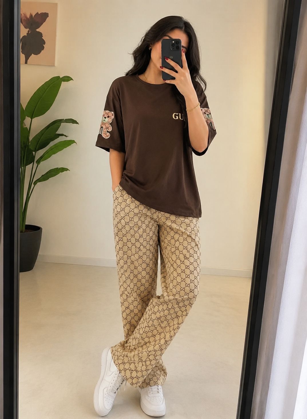 ست گوچی قهوه‌ای کد 13837