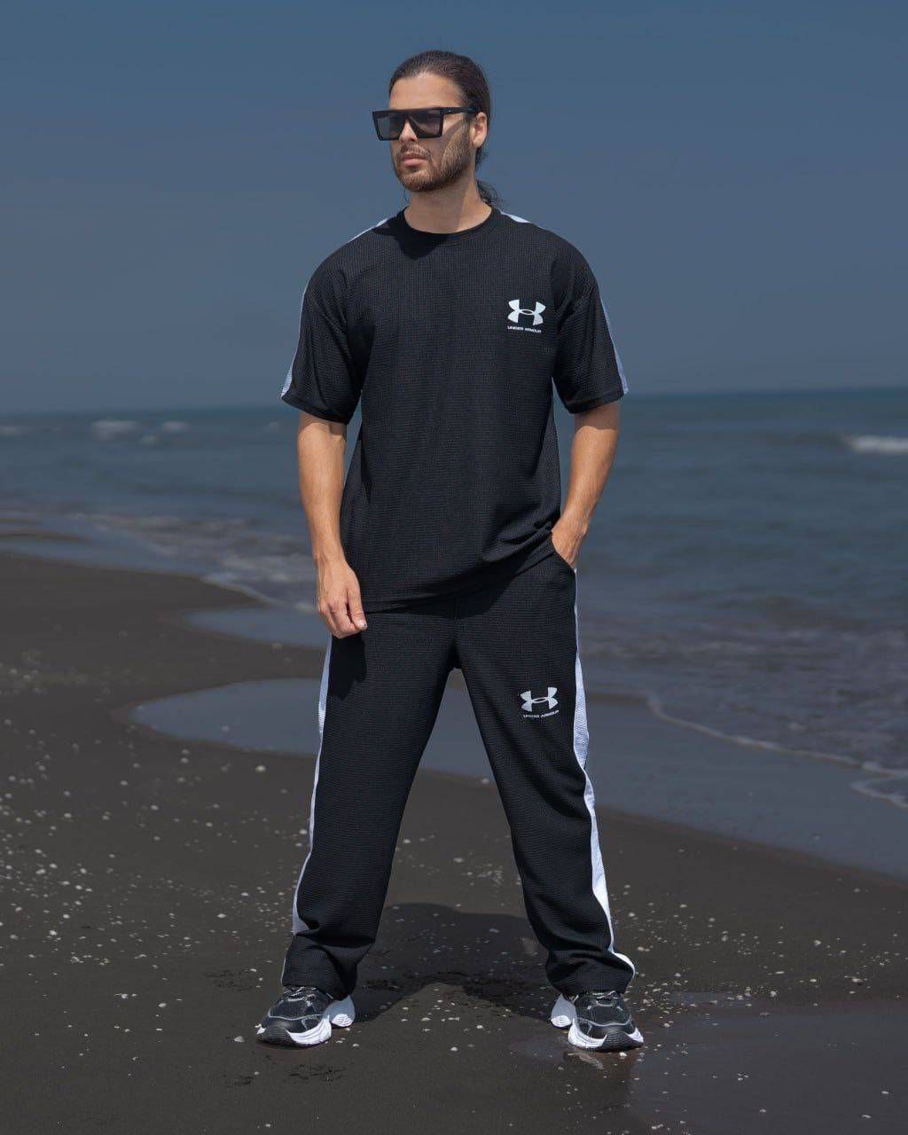 ست تیشرت و شلوار بیسکوییتی طرح UNDER ARMOUR کد MR0989