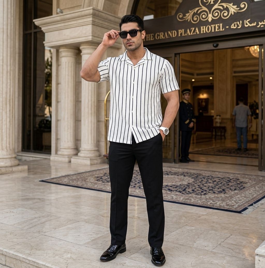 پیراهن مردانه راه راه کنزا کد M20766