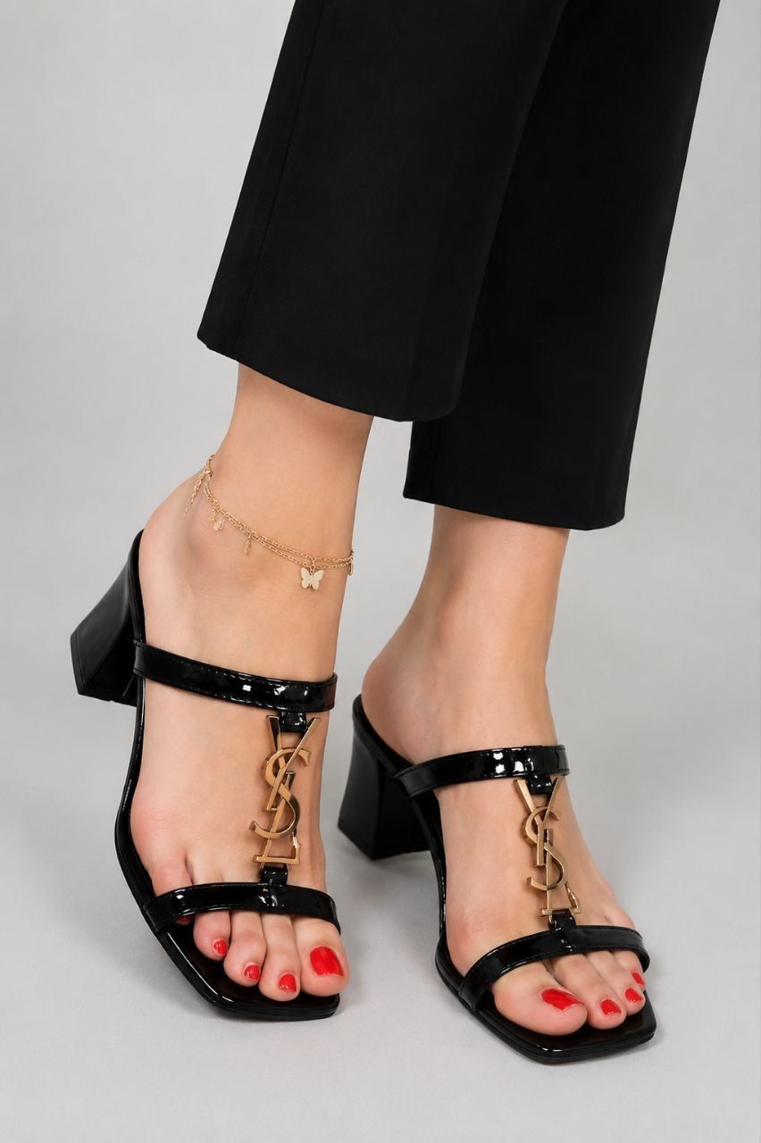 صندل زنانه پاشنه ۶ سانت طرح YSL کد F1291