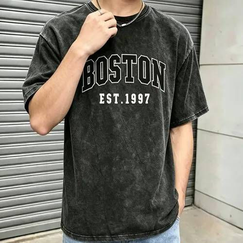 تیشرت سنگشور شده طرح BOSTON کد:Mr36