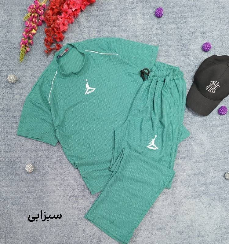 ست تیشرت شلوار بیسکوییتی نوارمغزی دوزی شده طرح جذاب جردن کدMR