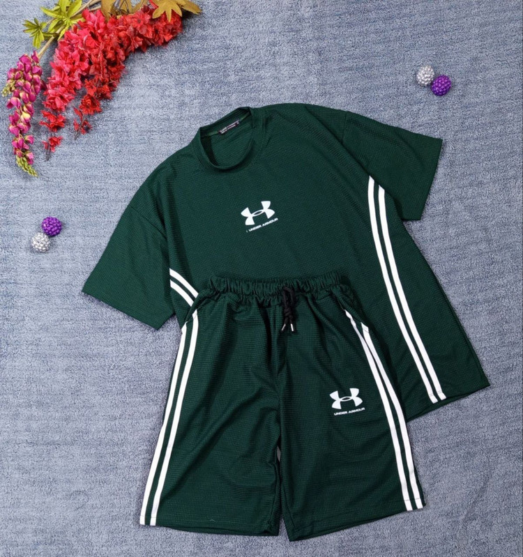 ست تیشرت شلوارک مردانه بیسکوییتی طرح جذاب UNDER ARMOUR نواردوز کدMr0067