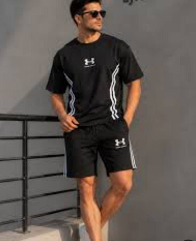 ست تیشرت شلوارک مردانه بیسکوییتی طرح جذاب UNDER ARMOUR نواردوز کدMr0067