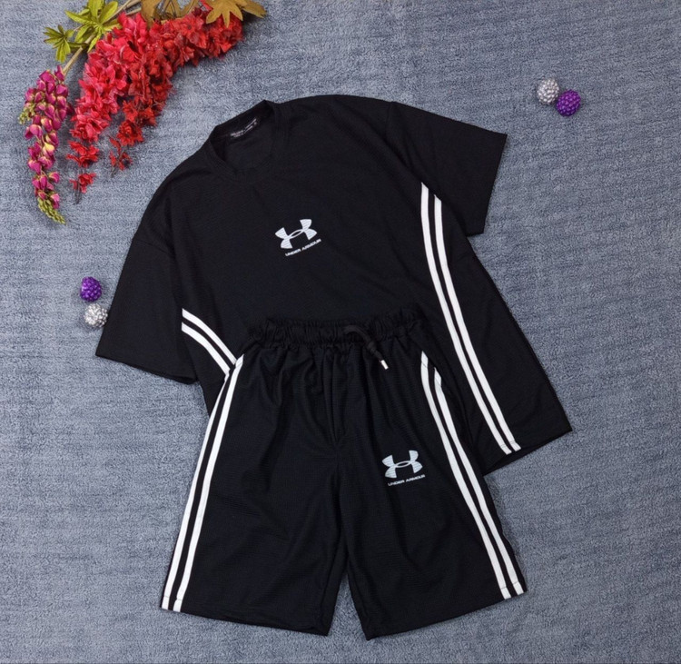 ست تیشرت شلوارک مردانه بیسکوییتی طرح جذاب UNDER ARMOUR نواردوز کدMr0067