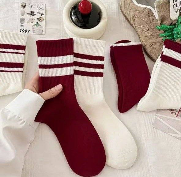 جوراب ساقدار کش انگلیسی زرشکی جنس پنبه ۱۰ عددی کد F002