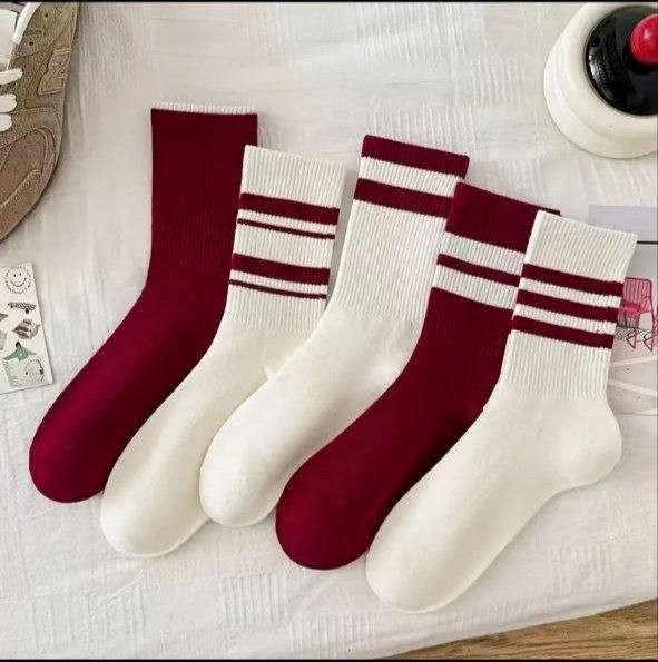 جوراب ساقدار کش انگلیسی زرشکی جنس پنبه ۱۰ عددی کد F002